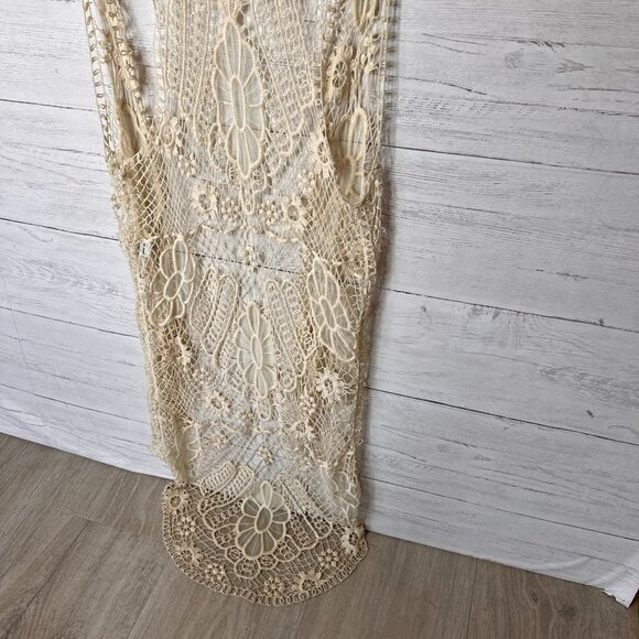 Fulltilt Cardigan Kimono Size Small Bohemian Longline Floral Embroidery Mesh - Picture 12 of 15